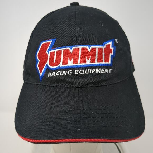 Summit Racing Equipment Strapback Hat Black One Size Embroidered 6 Panel - Picture 2 of 8
